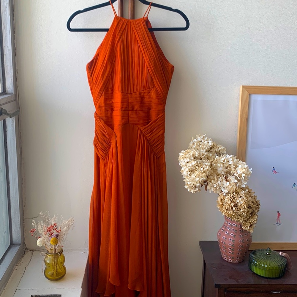 Burnt orange floor length dress, Size 0, ASOS